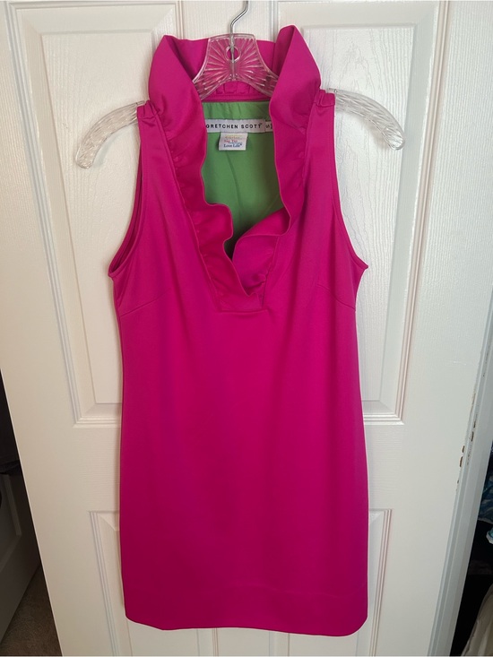 Gretchen Scott Designs Dresses & Skirts - Gretchen Scott Bright Fuchsia Ruffle V-Neck Dress